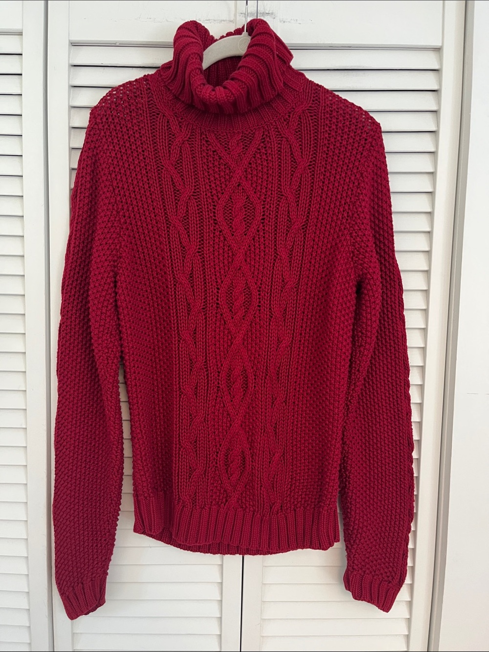 LRL Cotton Cable knit Turtleneck Sz Large